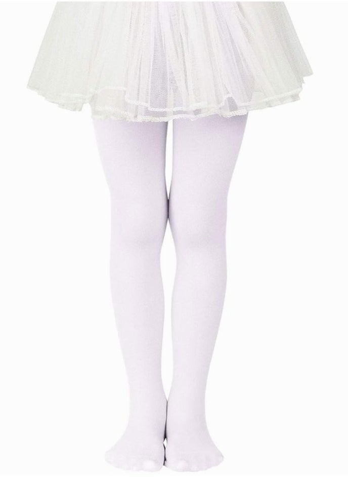 Perfectory School Uniform Tights for Girls Ballet Dance Footed Tight Ultra Soft-Black & White-2 Pairs  - Image 3
