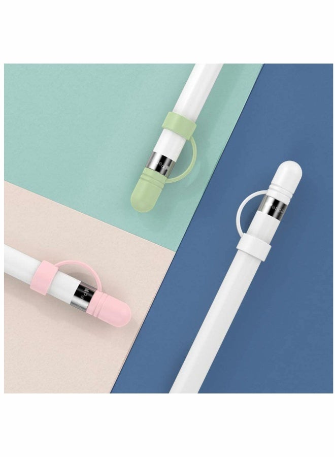 Cap Cover Replacement For Apple Pencil 1st Generation Cap Holder Anti Lost Strap Silicone Protective Cap Cover Silicone Protective Accessories For Apple Pencil 3 Pack White Pink Green - Image 5