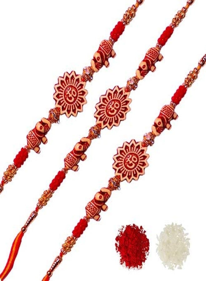 NAITH مجموعة NAITH للأخ، OM Rakhi لـ Bhaiyya/Bhai، Rakhi Pack of 3| مع رولي شوال#LT002 - Image 1