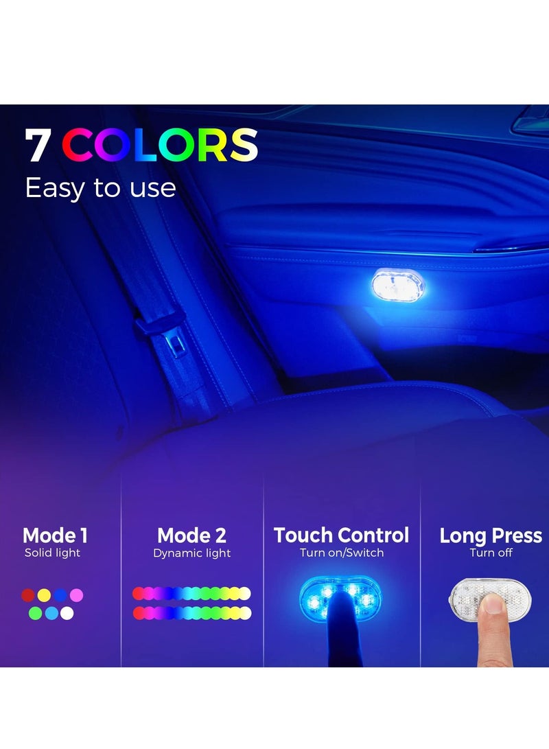 Loquat 2 Pcs Car Led Interior Lights 7 Colors Ambient Lighting Car Interior Lights Car Led Lights Interior Wireless Led Lights for Car Interior Car Lights Inside Car USB Rechargeable Interior Lights - Image 5