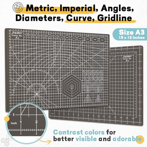 Idemeet Premium Self Healing Cutting Mat 18'' x 12'', A3 Non-slip Sewing Mat for Quilting, 5-Ply Rotary Cutting Board Double-Sided for Crafts Cutting Fabric Scrapbooking Modeling Projects, Espresso Brown - Image 2