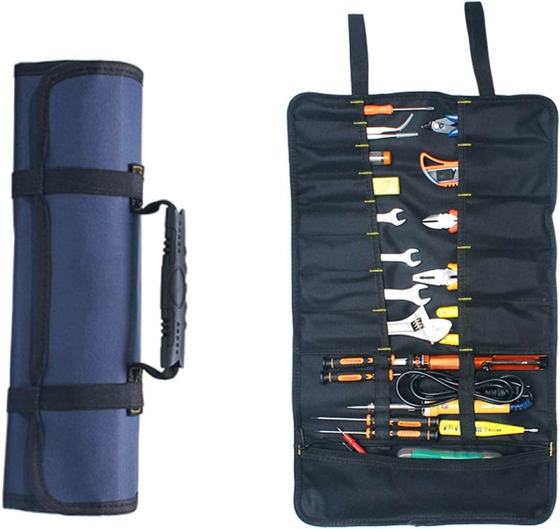 Serplex® 600D Oxford Tool Storage Bag Wrench Roll Up Tool Roll Pouch Bag Heavy Duty Roll Up Tool Bag Multipurpose Tool Organizer Bag Heavy Duty Tool Roll Organizer Storage for Electrician - Image 1