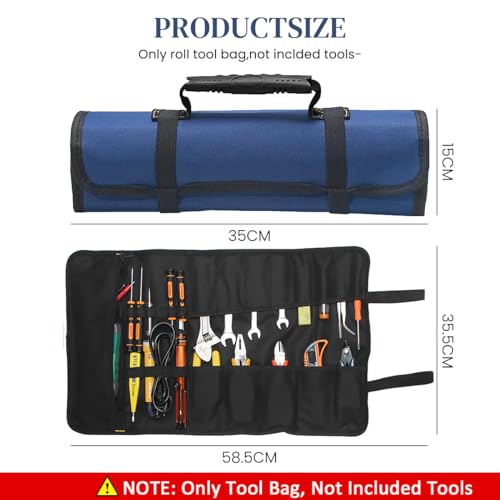 Serplex® 600D Oxford Tool Storage Bag Wrench Roll Up Tool Roll Pouch Bag Heavy Duty Roll Up Tool Bag Multipurpose Tool Organizer Bag Heavy Duty Tool Roll Organizer Storage for Electrician - Image 2
