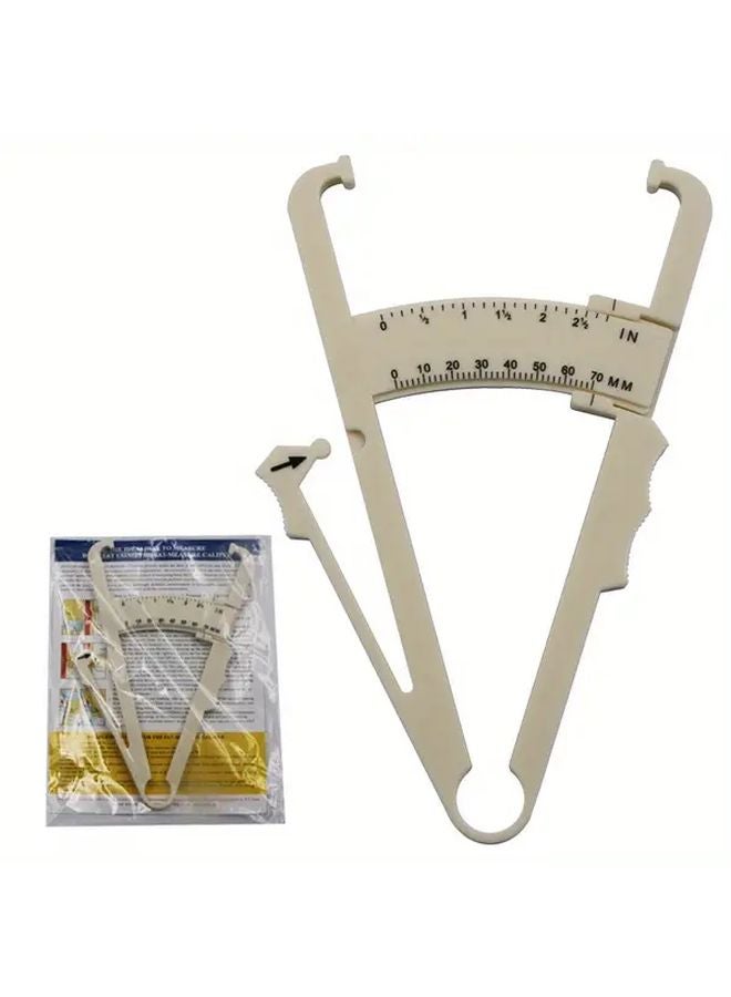 3pcs Creamy White Body Fat Calipers Skin Fold Measurement Tool Set - Image 1