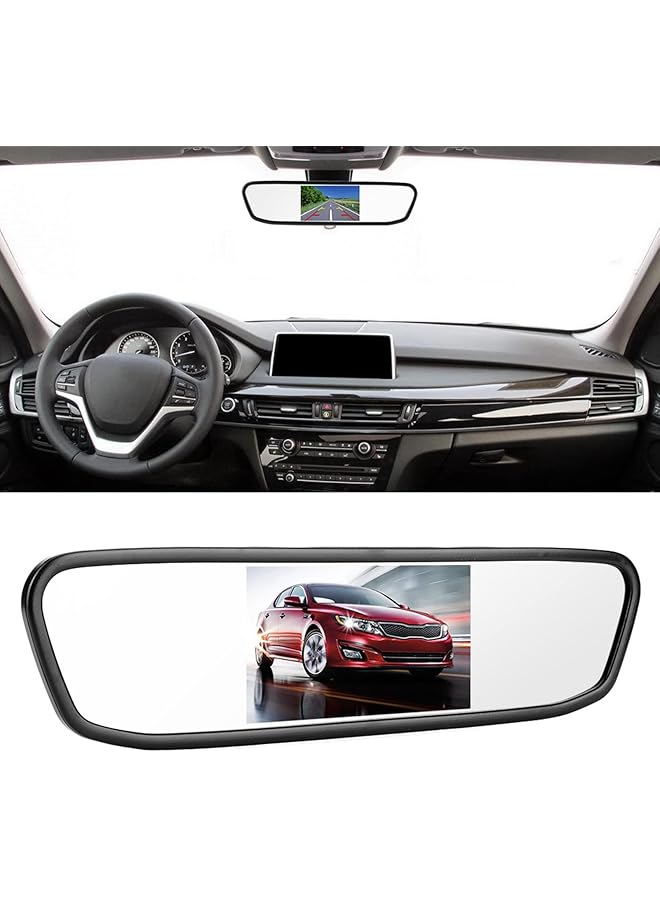 جياو كاميرا لوحة القيادة للسيارة، كاميرا مرآة الرؤية الخلفية الذكية الاحتياطية 4.3 بوصة، مقاومة للماء عالية الدقة 1080 بكسل أمامية وخلفية بزاوية واسعة 170 درجة، تدعم الرؤية الليلية ومساعدة ركن السيارة والتسجيل الدائري - Image 5