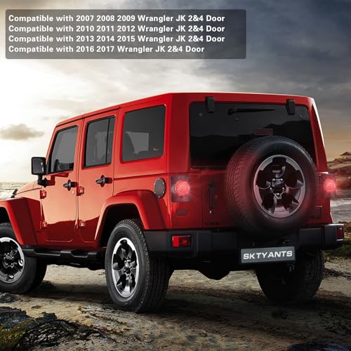 SKTYANTS LED Round Tail Light Brake Light Turn Signal Reverse Light Compatible with Jeep Wrangler Unlimited JK 4 Door Led Taillight(2 pcs) - Image 4