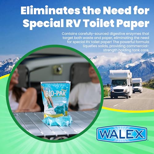 Walex Bio-Pak Black Holding Tank Deodorizer & Waste Digester Drop-Ins - Advanced Enzyme Formula for Rapid Breakdown of Waste & Paper, Removes Odors & Cleans Tank, Ocean Mist, 10-Pack - Image 2