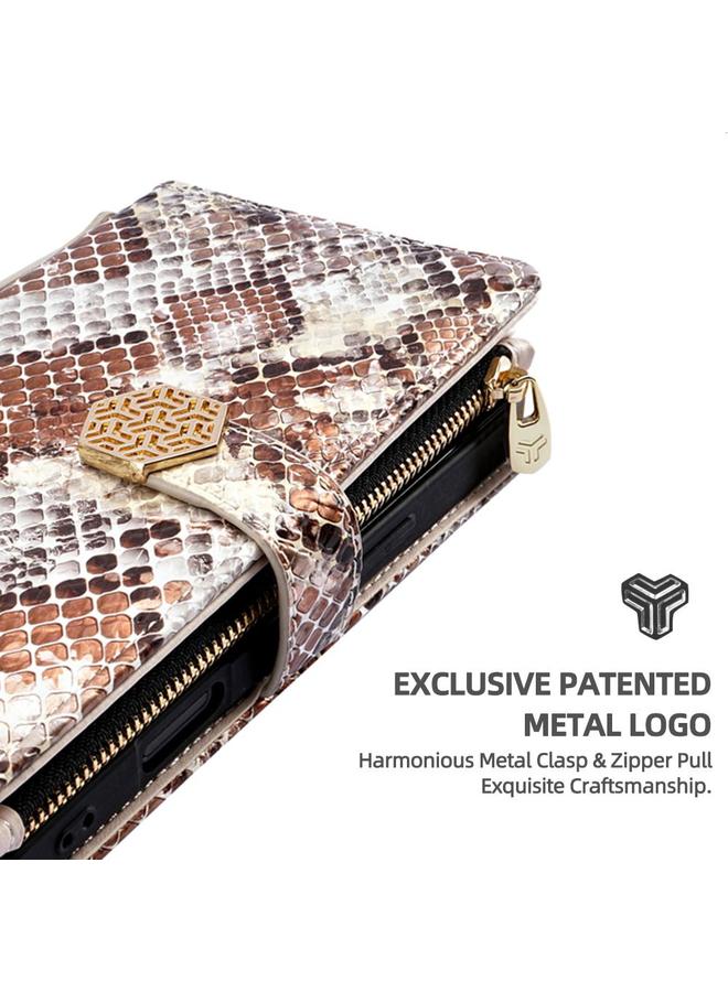 اس-توب جراب هاتف iPhone 15 Pro Max بمقبض كروس بودي من جلد الثعبان - Image 4