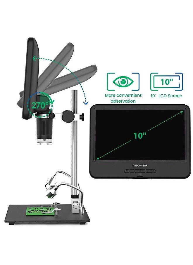 Andonstar Professional Digital Microscope 12 Million Pixels IPS Touching Screen 260X Magnification Soldering Microscope Picture Taking Video Recording Maintenance Workbench  - Image 2