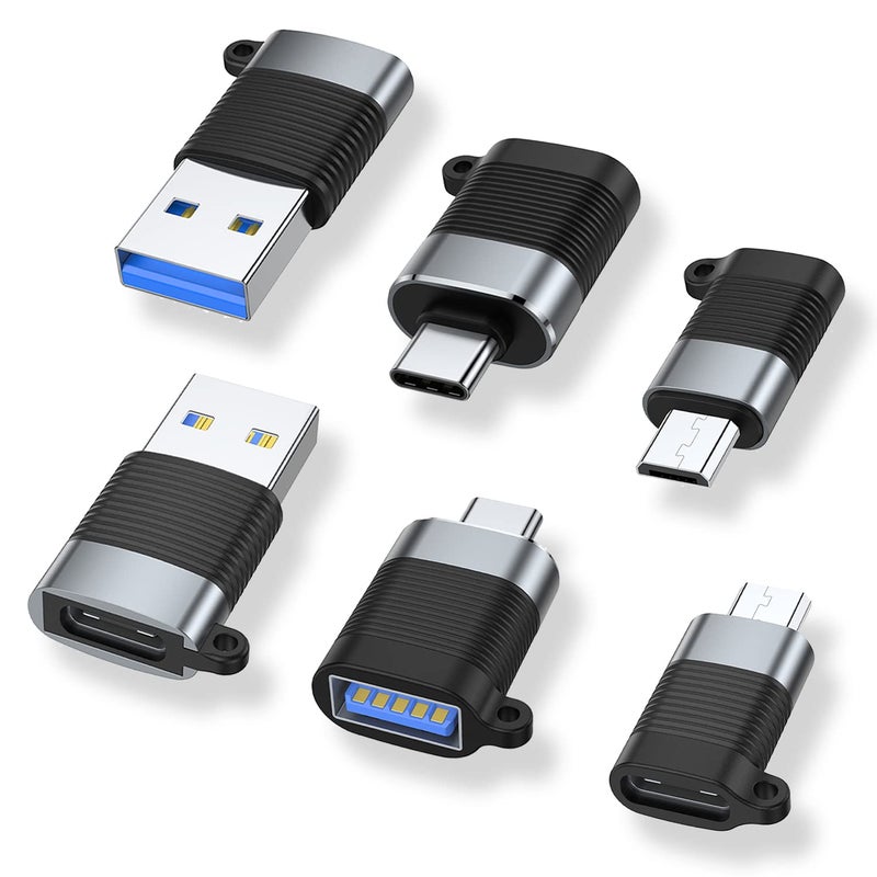 AreMe USB C Adapter (6 Pack), Micro USB Male to USB C Female Adapter, USB 3.0 to Type C Converter Connector - Image 1