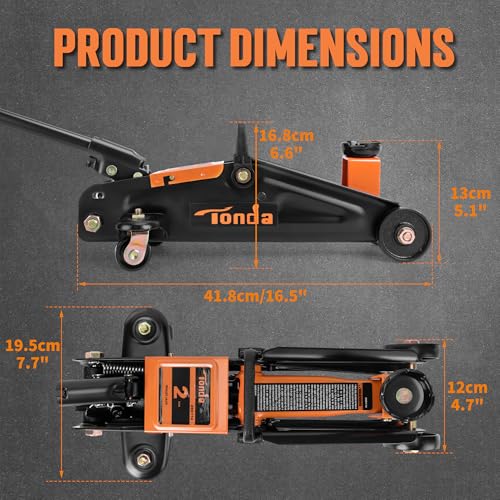 Tonda Floor Jack, Hydraulic Portable Car Jack, 2 Ton (3,800 lb) Capacity, Black - Image 3