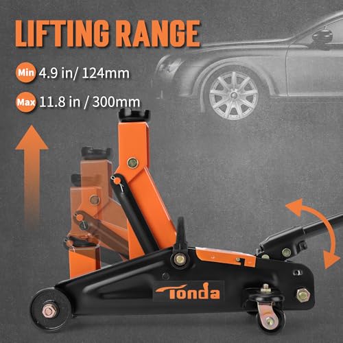 Tonda Floor Jack, Hydraulic Portable Car Jack, 2 Ton (3,800 lb) Capacity, Black - Image 2