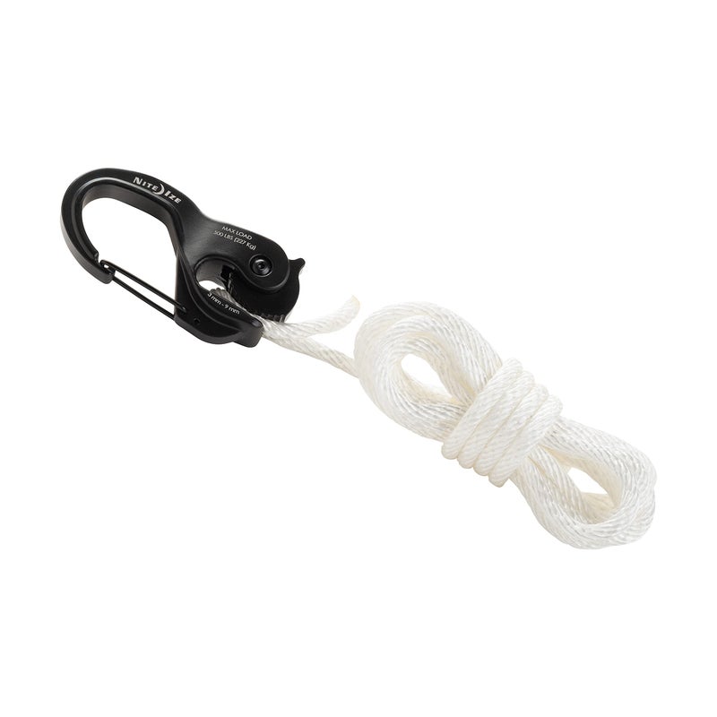 Nite Ize CamJam XT Aluminum Rope Tightener - Versatile Tie Down Cam Mechanism with Carabiner Clip - Secure Hiking Gear Essential - Rope Tie Down Accessory - Black/White - Image 3