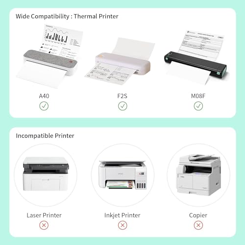 LINGLONG US Letter thermal printer paper 8.5'' x 11'' Quick Dry Folded, 200 Sheets, BPS free,Compatible MT800/M08F thermal paper for portable printer Continual Feeding thermal paper for Office - Image 4