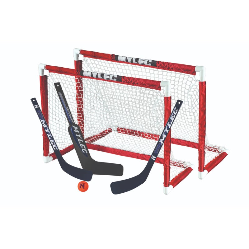 Mylec MINI Hockey Set 2 x MINI PVC Hockey Goals 305 x 23 2 x Plastic MINI Player Sticks Left and Right 1 x Goalie Stick 1xHockey Foam Ball