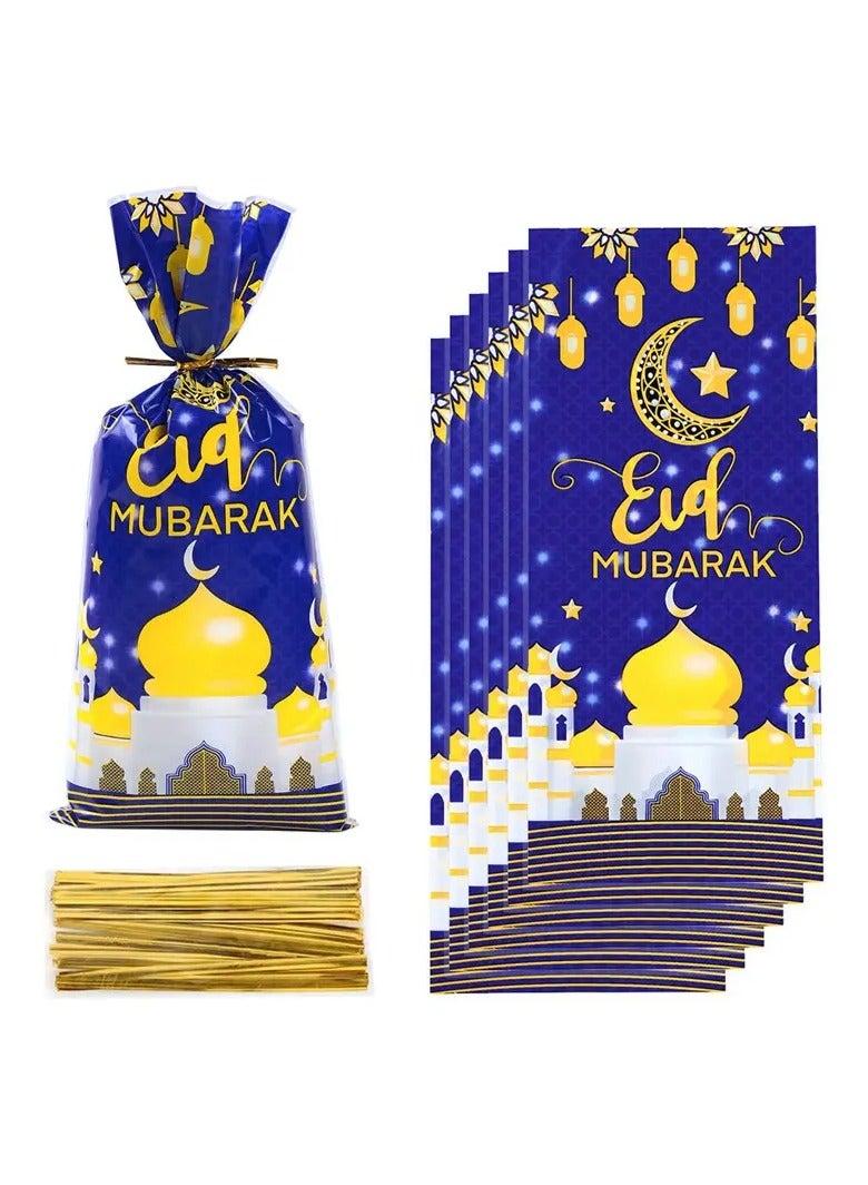 Boxwoods 100 PCS Of Eid Mubarak Plastic Gift Bags Sweets And Candy Distribution Goodie Bags For Kids - Image 1