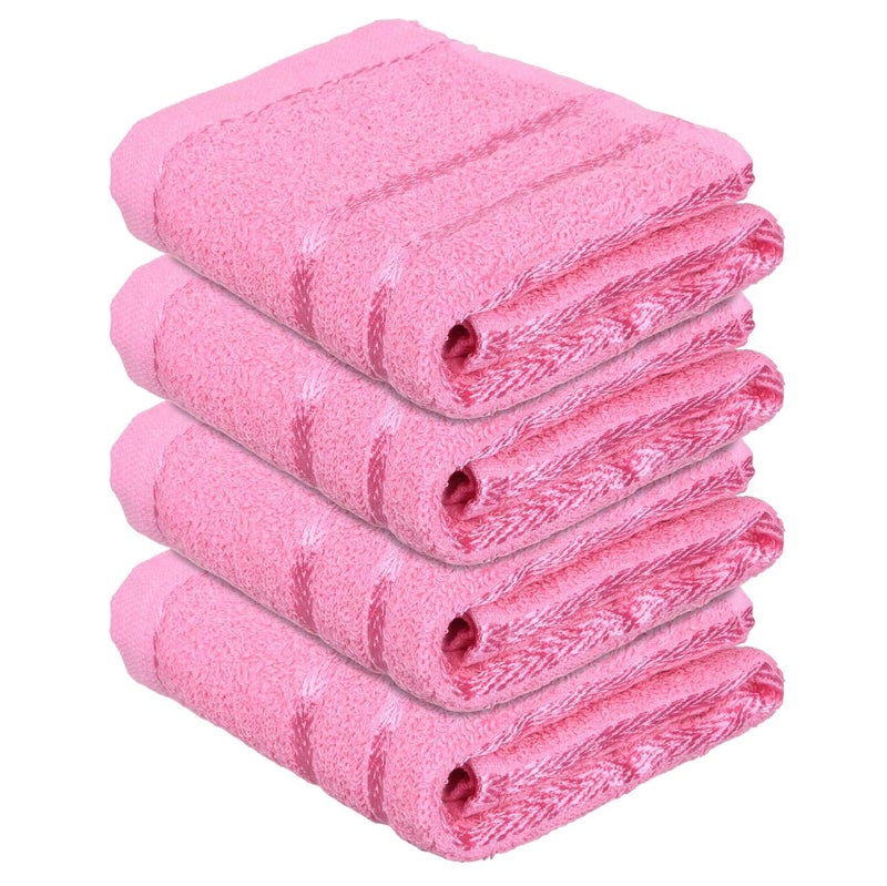 Kuber Industries Kuber Industries Face Towel Cotton Towels for Facewash Towels for Daily use Workout Hand Towel Lining Design 14x21 Inch Pack of 4 Pink  - Image 1