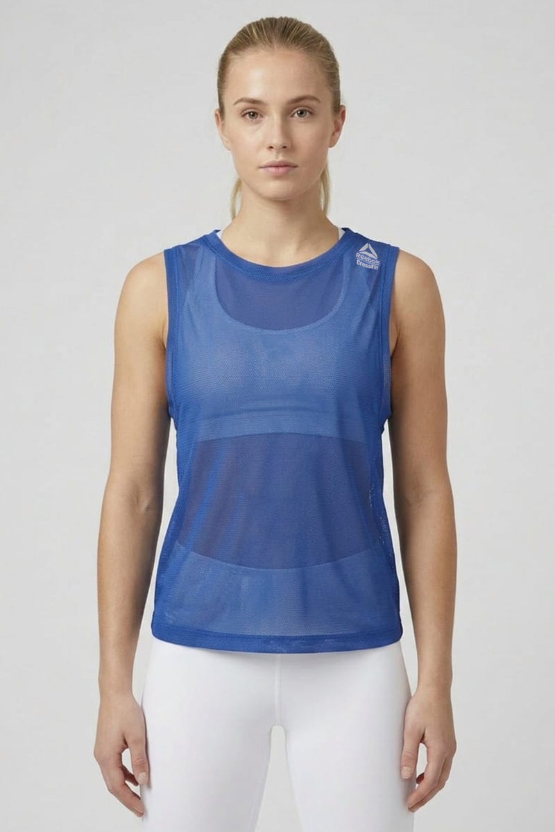Reebok Women Sportswear Fit Sleeveless Training Tank Top, Blue - Image 1
