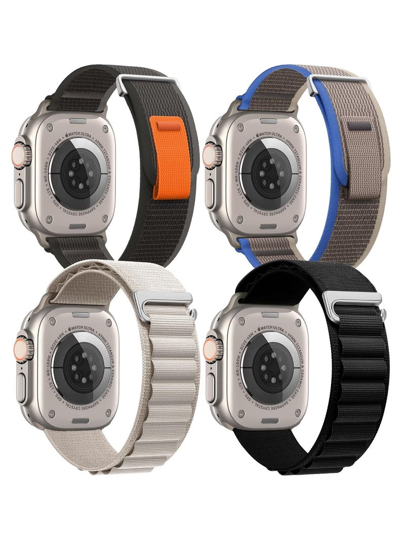 BORTONY 4 Pack Alpine Loop Compatible with Apple Watch Ultra Band 49mm Men Women Adjustable Sport Elastic Nylon Strap for iWatch Series Ultra/SE/8/7/6/5/4/3/2/1  - Image 1