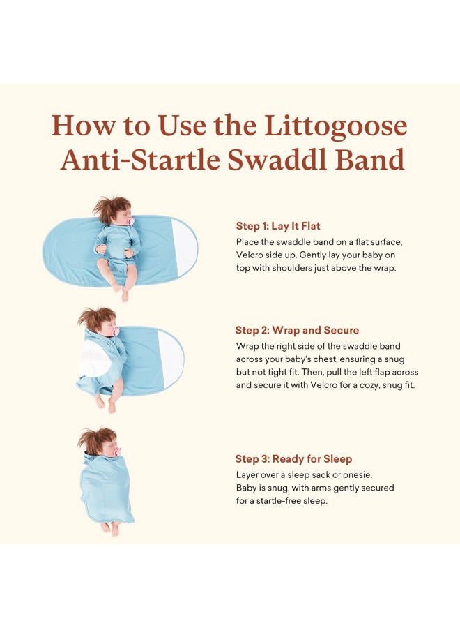 littogoose 3 Pcs Newborn Swaddle Wrap, Adjustable Snuggle Strap for Moro Reflex, Safe Sleep Sack for Naps & Bedtime, Slate+navy+storm, S - Image 3