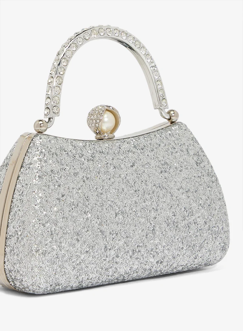 Khizana  Silver Sparkle Top Handle Clutch for Women | Best Price UAE