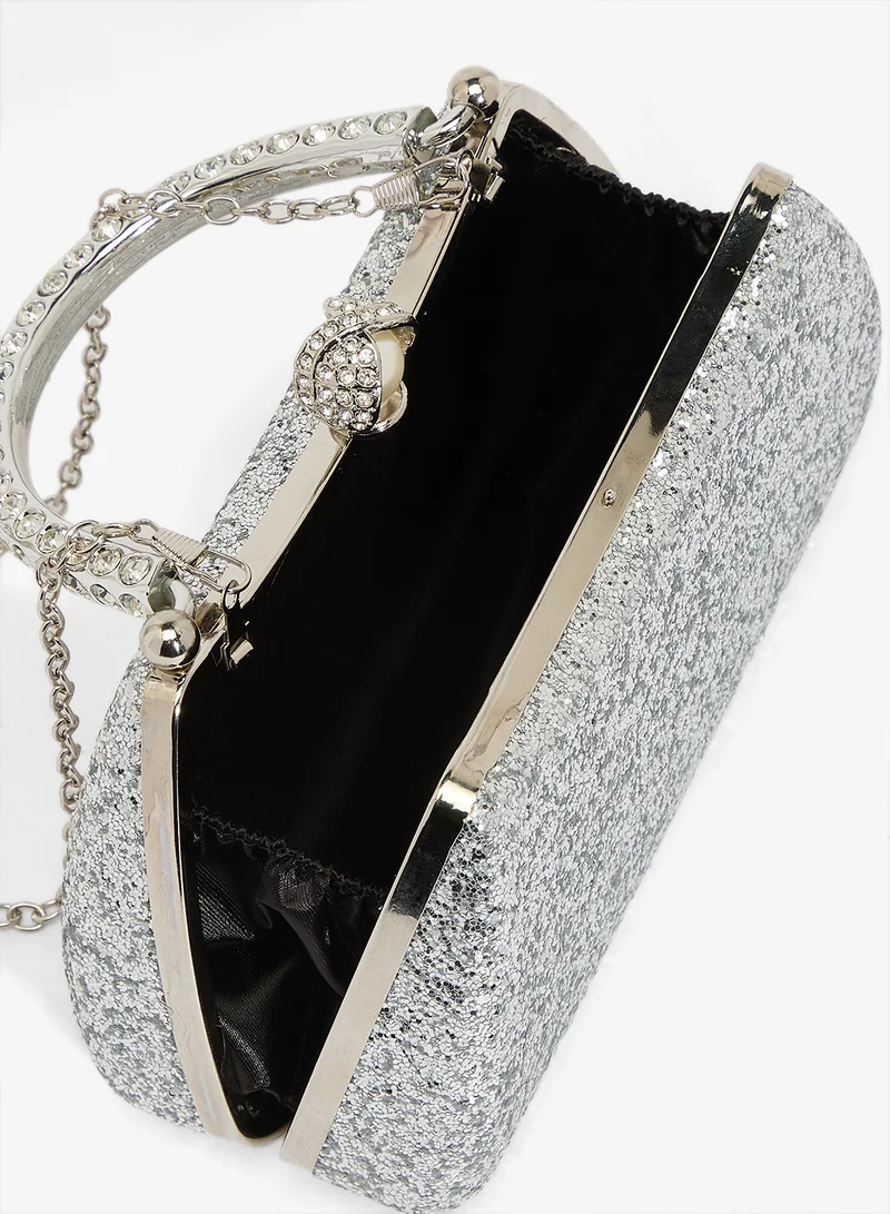 Khizana  Silver Sparkle Top Handle Clutch for Women | Best Price UAE