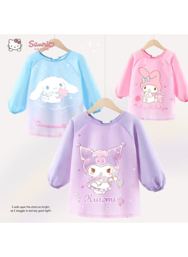 Hello Kitty o Kitty Children's Smock, Reverse-wear Bib, Baby Eating A, Drawing Smock, Waterproof Bib, U4053 Purple, S Size - Image 2