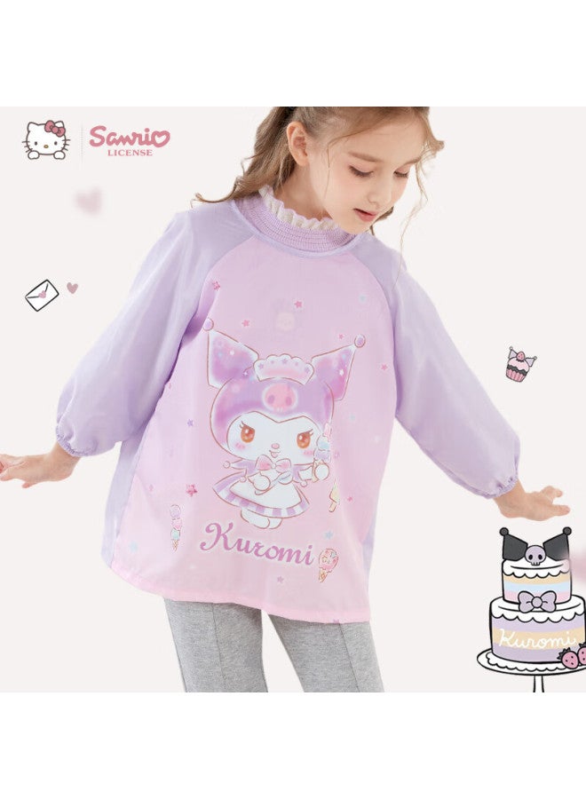 Hello Kitty o Kitty Children's Smock, Reverse-wear Bib, Baby Eating A, Drawing Smock, Waterproof Bib, U4053 Purple, S Size - Image 1