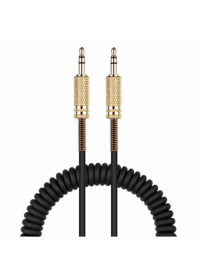 weishan Car Aux Cord, 3.5mm Coiled Male to Male Stereo Audio Cable Aux Cord Replacement for Alexa Dot, Headphones, Home Stereos, Speaker, iPhone, iPad, iPod, 2ft to 8ft Long - Image 1