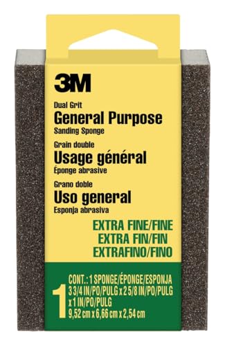 3M 907NA Small Area Sanding Sponge, 3.75 in by 2.625 in by 1 in, Extra Fine/Fine - Image 1