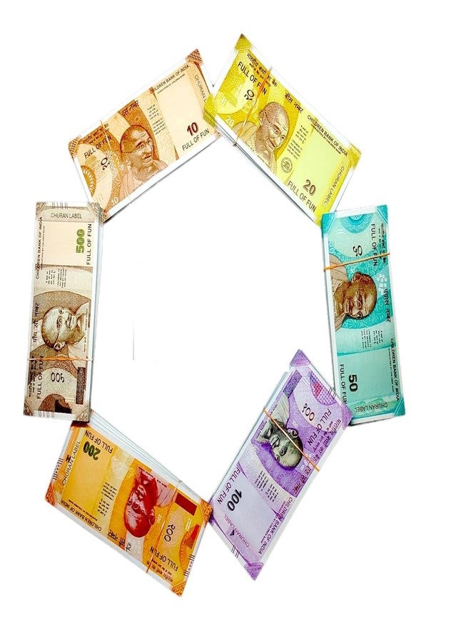 Laserbot Currency (6 X 100=600 Each) for Kids Denomination Learning Money 10 | 20 | 50 | 100 | 200 | 500 Artificial Playing Currency, Learn Money Skills- Multi Color - Image 2