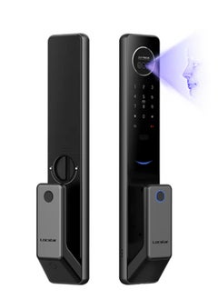 6 in1 TT lock APP Face Recognition Fingerprint Code Card Digital Smart Door Lock Doorbell Face Card App  Fingerprint Password  Key Unlock Smart Glass Door Handle Lock For Home And Apartment-Grey