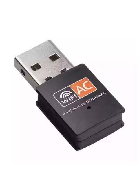 Dual Band USB Wi-Fi Adapter 600Mbps (433+150) | 802.11ac Wireless Network Adapter | 2.4GHz & 5GHz | USB 2.0 | High-Speed, Long-Range, Compatible with Windows, macOS, Linux