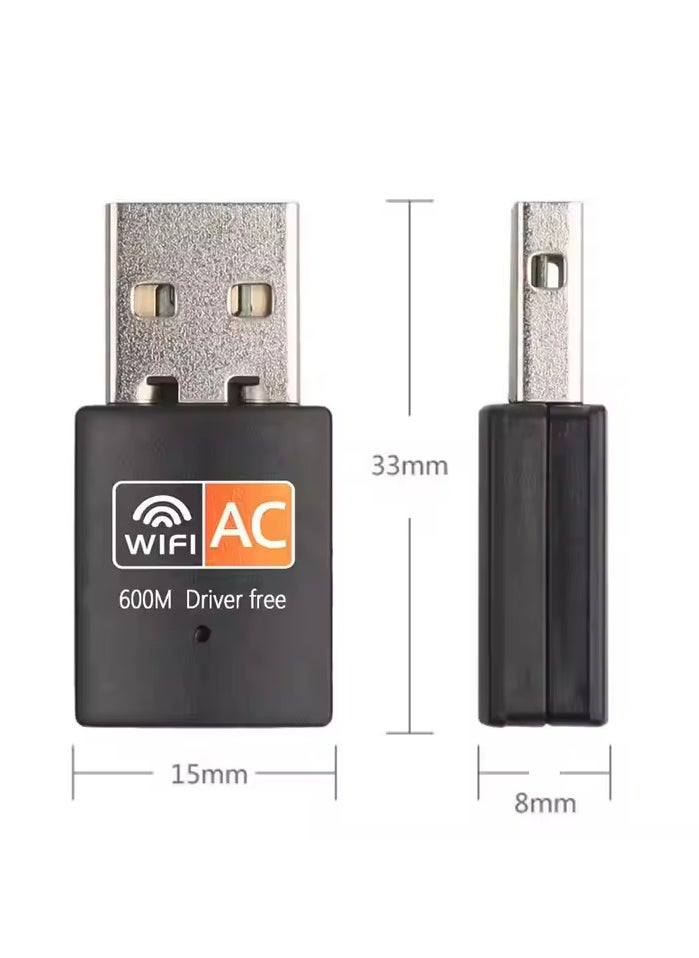 Generic Dual Band USB Wi-Fi Adapter 600Mbps (433+150) | 802.11ac Wireless Network Adapter | 2.4GHz & 5GHz | USB 2.0 | High-Speed, Long-Range, Compatible with Windows, macOS, Linux  - Image 2