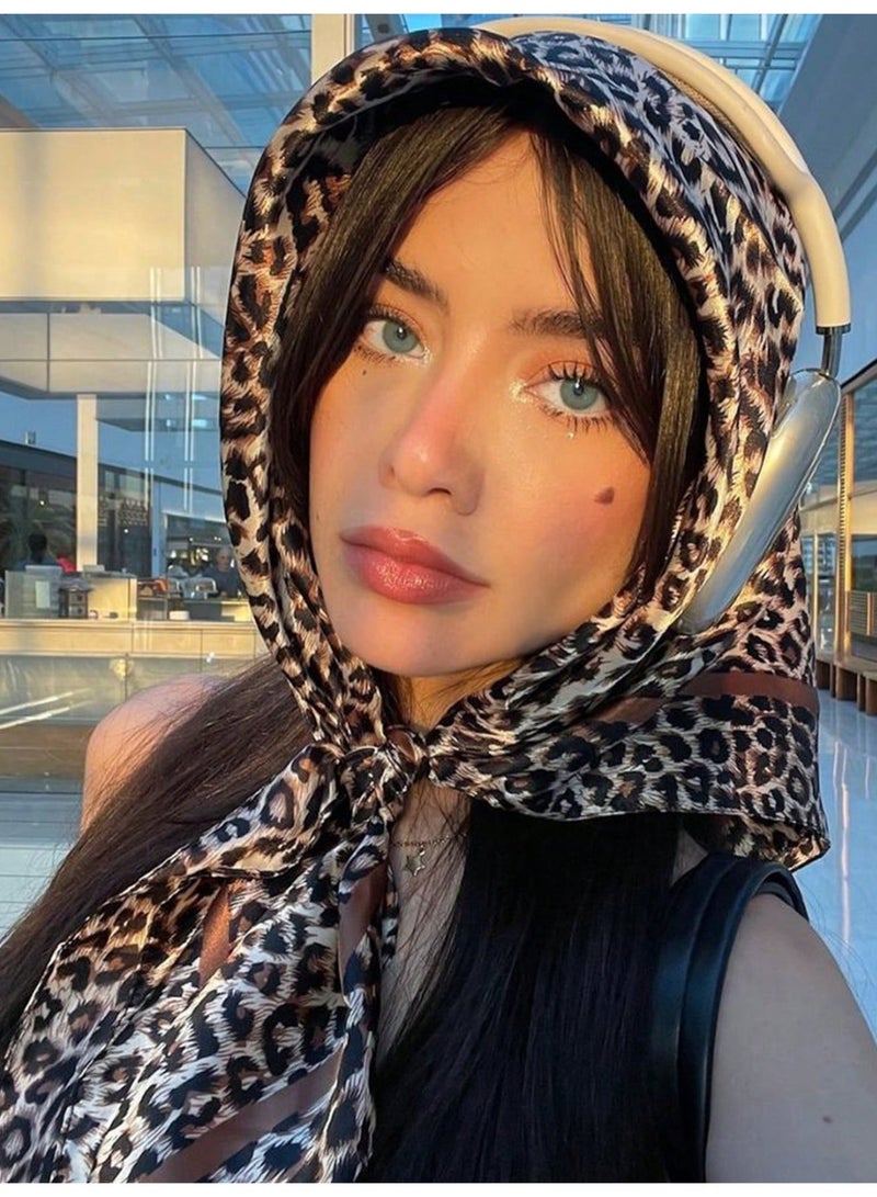 آي إس آي النمر مطبوعة رأس الوشاح الموضة مربع الوشاح الرقبة الوجه الوشاح غطاء للنساء 35 بوصة - Image 1