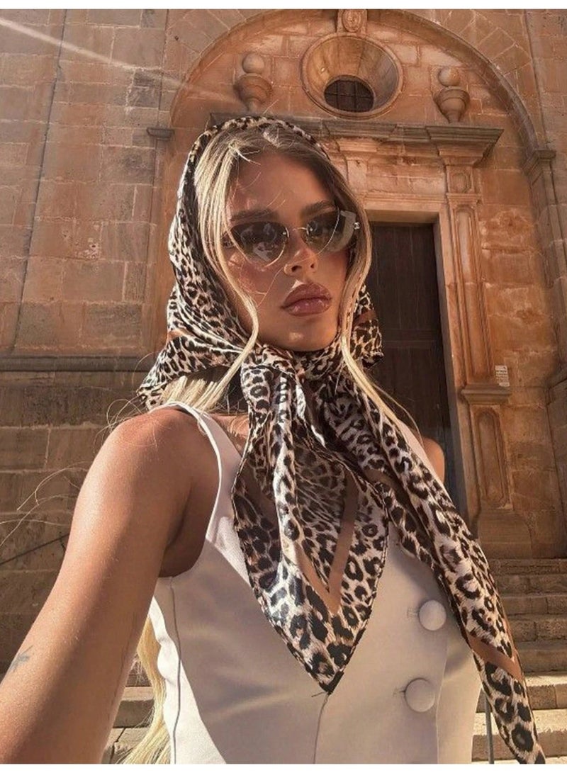 آي إس آي النمر مطبوعة رأس الوشاح الموضة مربع الوشاح الرقبة الوجه الوشاح غطاء للنساء 35 بوصة - Image 2