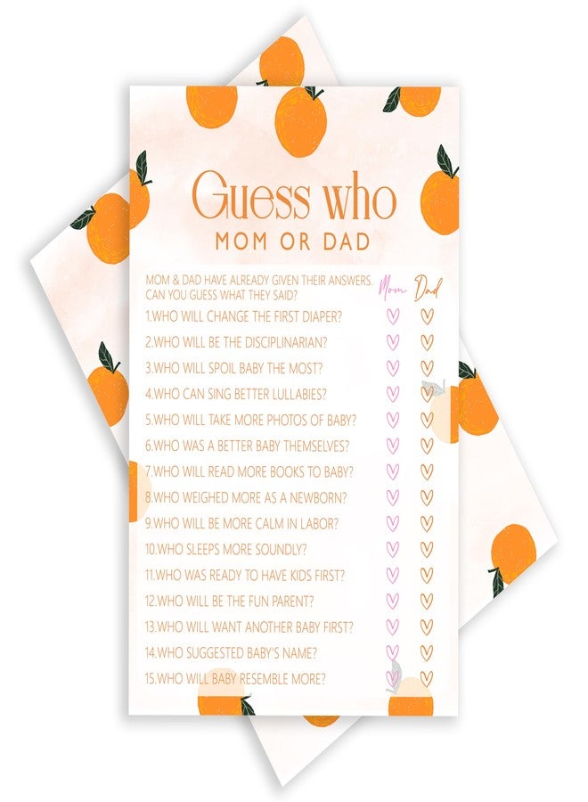 ISOVF Orange Theme Baby Shower Games- Guess Who Mom Or Dad -Gender Reveal Party Games -A Little Cutie is on The Way Gender Neutral Party and Supplies- (K05) - Image 1