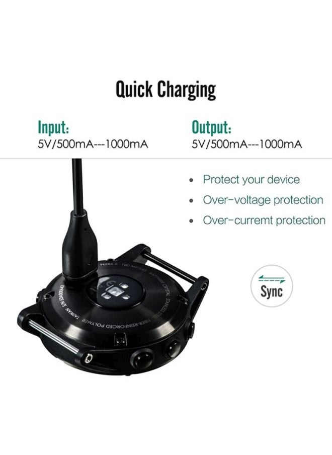 Captaintech Data Sync Charging Cable For Garmin Fenix 5/5S/5X Plus Black  - Image 4