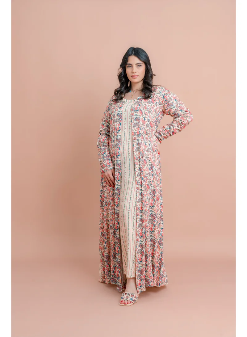 IKKXA Al Khulood Printed 2PC Set IK081 Beige