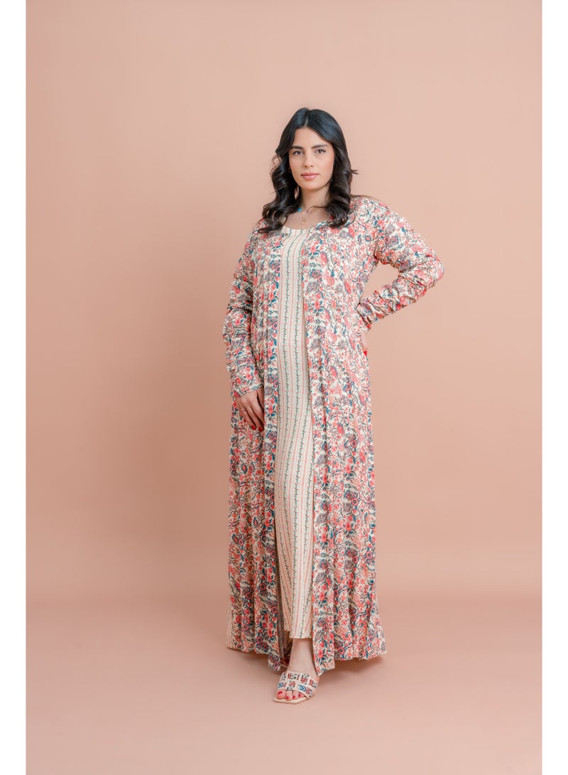 اكسا طقم الخلود مطبوع قطعتين بيج - Image 3