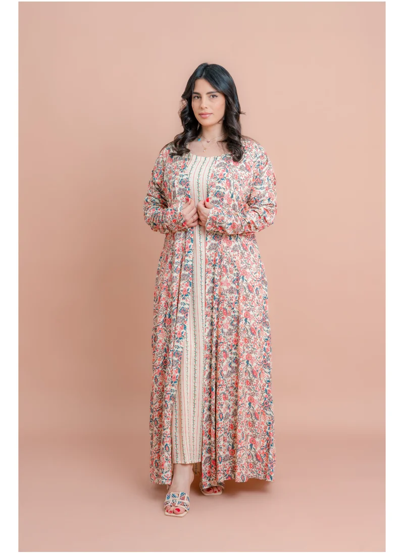 IKKXA Al Khulood Printed 2PC Set IK081 Beige