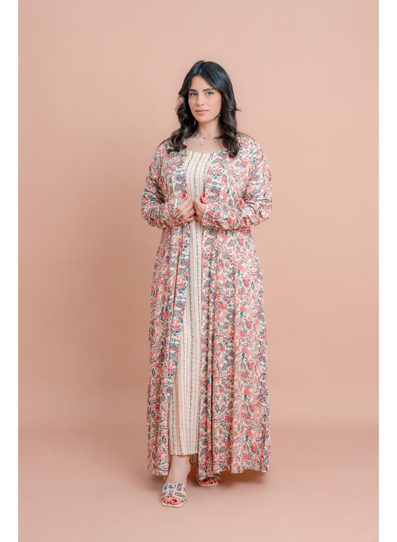 اكسا طقم الخلود مطبوع قطعتين بيج - Image 1