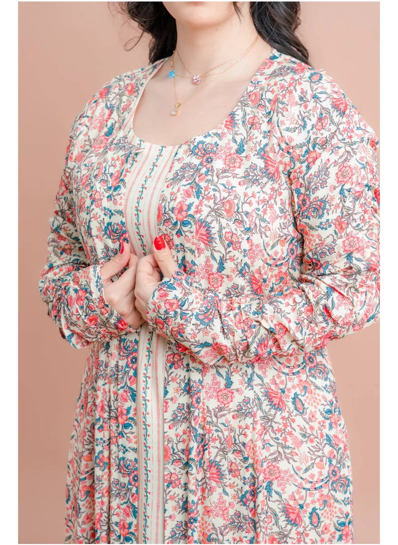 IKKXA Al Khulood Printed 2PC Set IK081 Beige