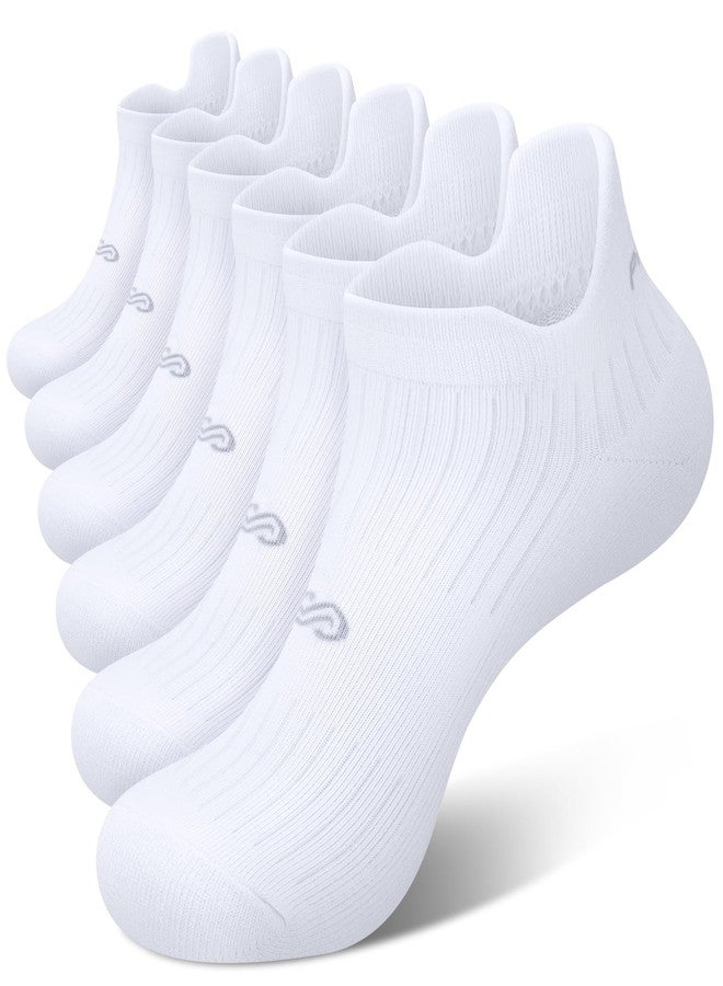 PAPLUS 6 Pairs Running Socks Men and Women - Cushioned Moisture Wicking Anti-Blister Mens Ankle Socks (white) - Image 1