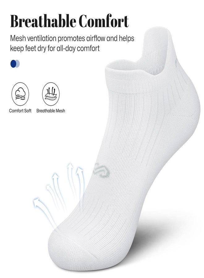 PAPLUS 6 Pairs Running Socks Men and Women - Cushioned Moisture Wicking Anti-Blister Mens Ankle Socks (white) - Image 4