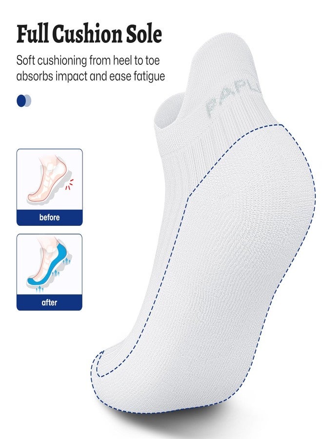 PAPLUS 6 Pairs Running Socks Men and Women - Cushioned Moisture Wicking Anti-Blister Mens Ankle Socks (white) - Image 3