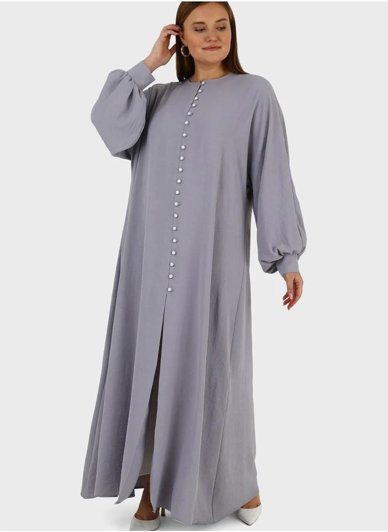 Alia by modanisa Puff Sleeve Button Down Dress