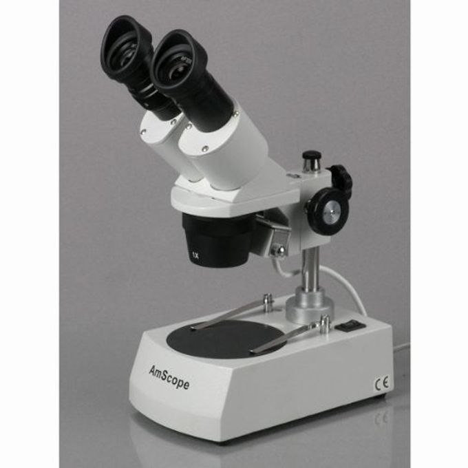AmScope Se305R-Pz Forward Binocular Stereo Microscope, Wf10X And Wf20X Eyepieces, 10X-60X Magnification, 1X And 3X Objectives, Upper And Lower Halogen Light Source, Pillar Stand, 120V , White - Image 5