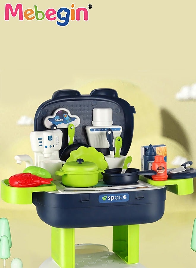 ميبيجين طقم مطبخ 3 في 1 مع حقيبة ظهر بلوك، طقم طبخ واقعي 36 قطعة، لعبة تعليمية إبداعية، ألعاب منزلية آمنة ومتينة للعب، مناسبة للعب اليومي، هدية مثالية للأطفال من سن 3 سنوات فأكثر - Image 4