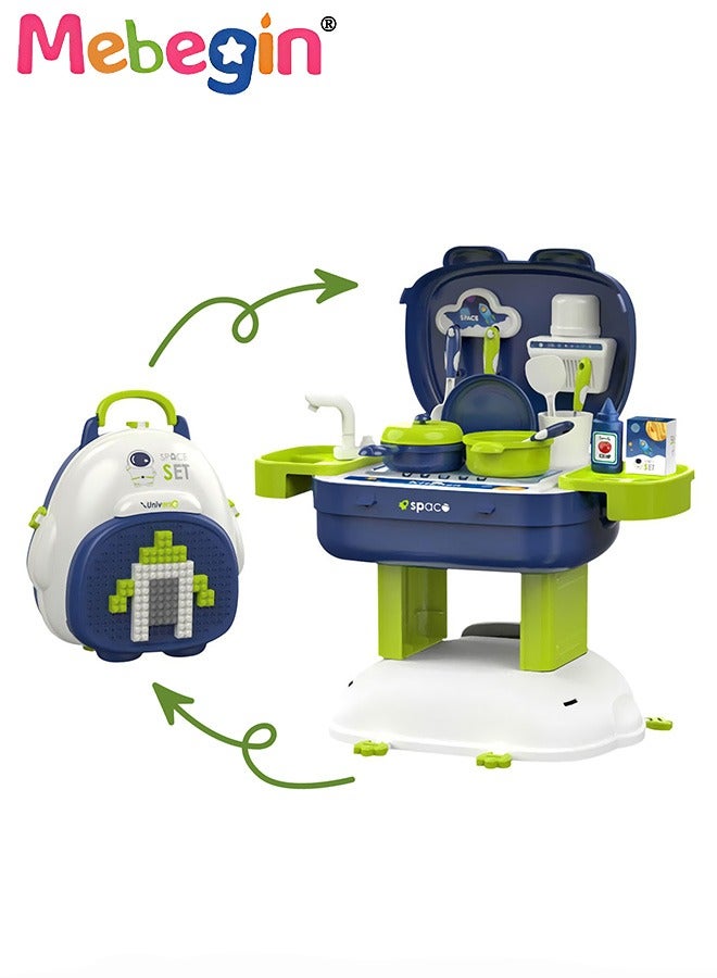 ميبيجين طقم مطبخ 3 في 1 مع حقيبة ظهر بلوك، طقم طبخ واقعي 36 قطعة، لعبة تعليمية إبداعية، ألعاب منزلية آمنة ومتينة للعب، مناسبة للعب اليومي، هدية مثالية للأطفال من سن 3 سنوات فأكثر - Image 5